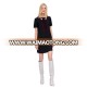 Top fashion high quality Ladies Cotton Black Bow Lapel Collar And Long Sleeves Bow Dress