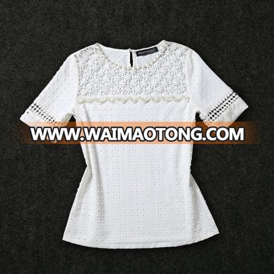 China Top Ten Selling Products White Short Sleeve Woman Top Design