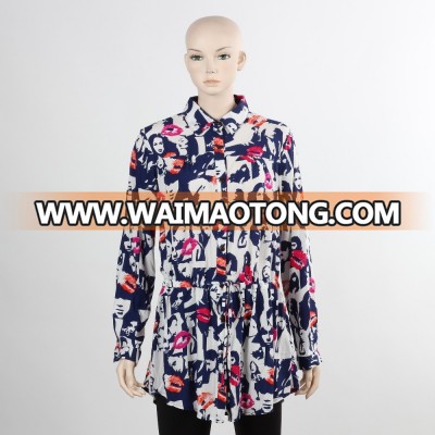 F5W11004 2016 Hot Sale Custom Sweet Print Shirts For Women