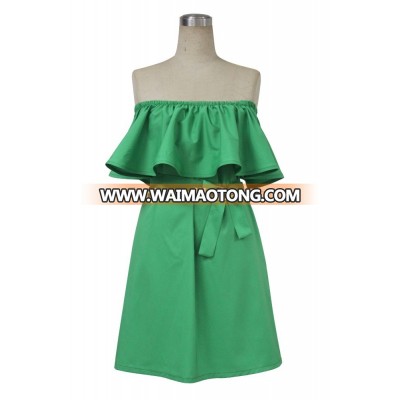 Best Selling Green off shoulder dress 2016 woman fashion dresses good quality made in China