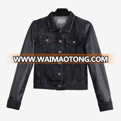 Ladies New Fashion Style Black Long Sleeve Denim Jacket