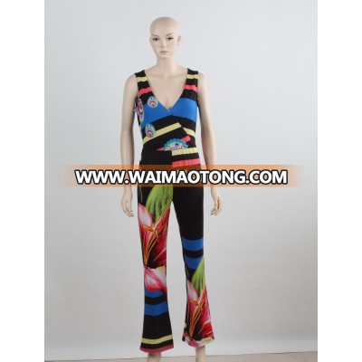 OEM custom bodycon jumpsuit summer swimming beach wear fashion printing beach party jumpsuit manufacture