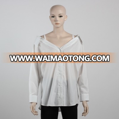 F5W11033 Wholesale Women Long Sleeve White Shirts