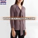 Woman 100% silk pussy-bow crepe de chine long sleeve V neck design silk blouse for ladies